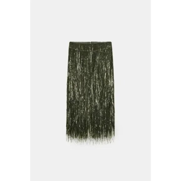 ZARA ZW COLLECTION LIMITED EDITION SEQUIN FRINGE SKIRT - Picture 8 of 9